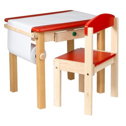 New Guidecraft Art Table And Chair Set Red Natural For Sales Price
