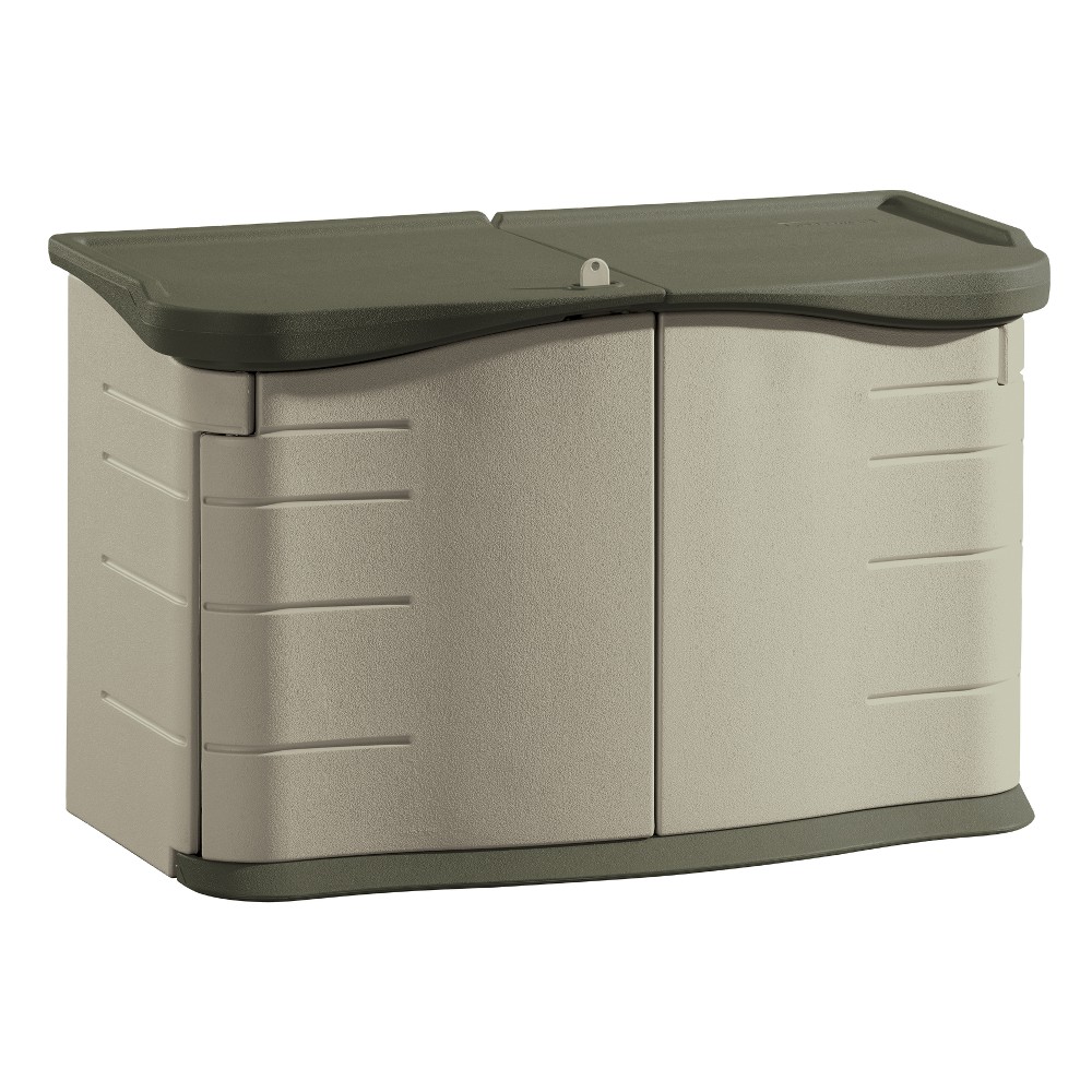 UPC 490091000278 product image for Outdoor Storage Trunk: Rubbermaid Split-Lid Shed | upcitemdb.com