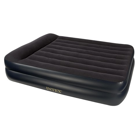 Intex Queen Pillow Rest Double High Air Mattress with Built-in-Pump ...