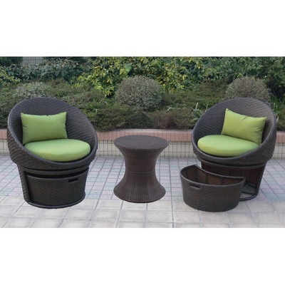 Lowrey 3-Piece Wicker Patio Swivel Chat Furniture Set