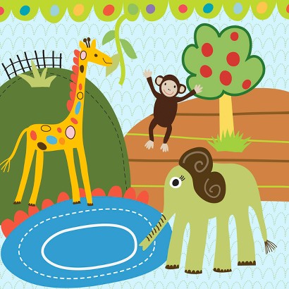 Oopsy Daisy too Jungle Elephant & Friends - 10x10"