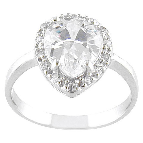 Silver Plated Pear Shaped CZ Ring Silver product details page