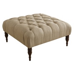Skyline Furniture Button Tufted Upholstered Ottoman - Sandstone