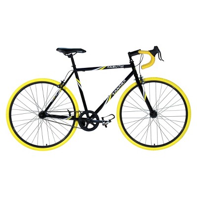 black and yellow road bike