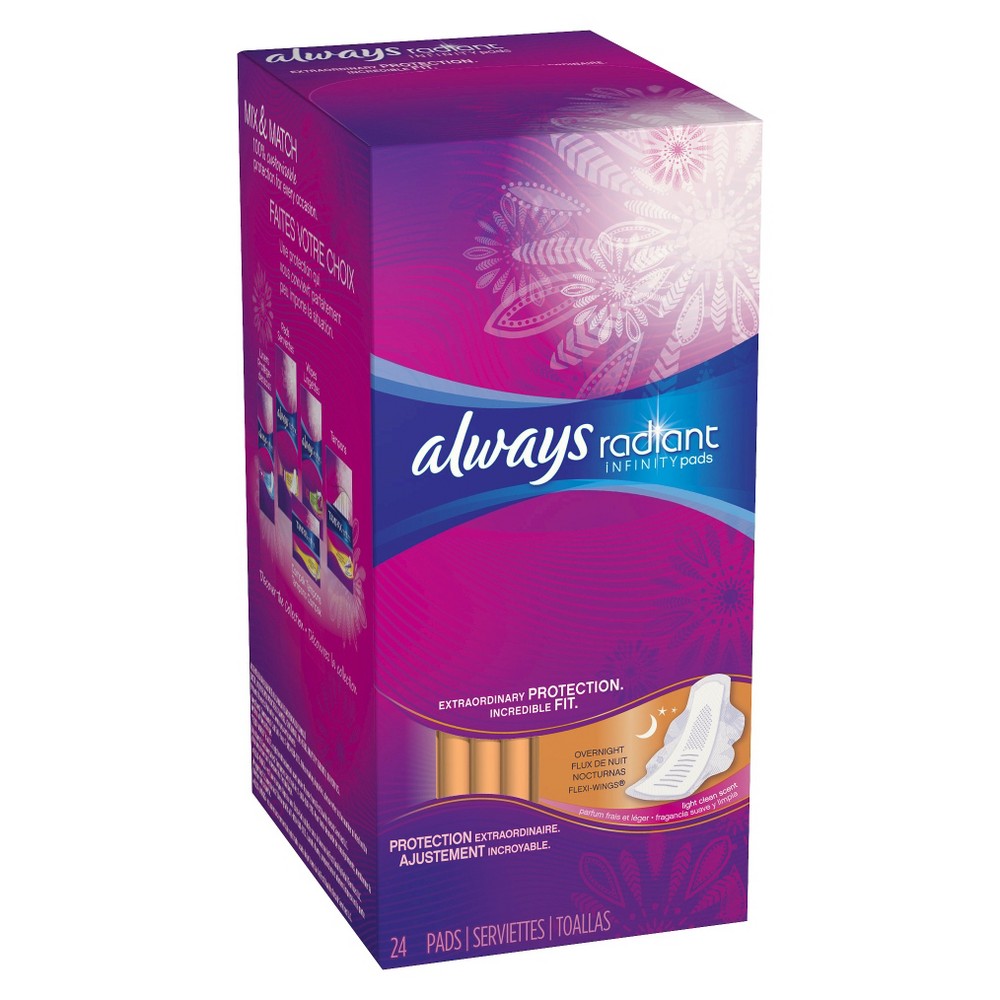 UPC 037000815723 product image for Always Radiant Infinity Overnight Pads - 24 Count | upcitemdb.com