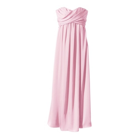 Women's Satin Strapless Maxi Bridesmaid Dress Fashion Colors - TEVOLIO ...