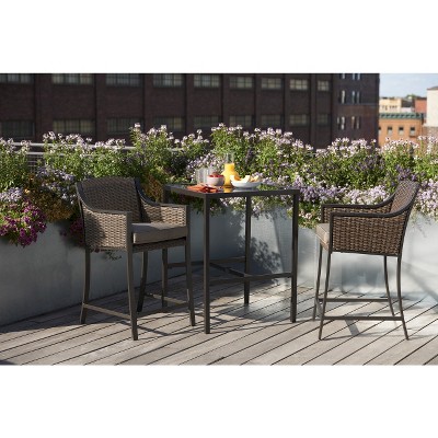 Casetta 3-Piece Wicker Patio Bar Height Bistro Furniture Set - Threshold™