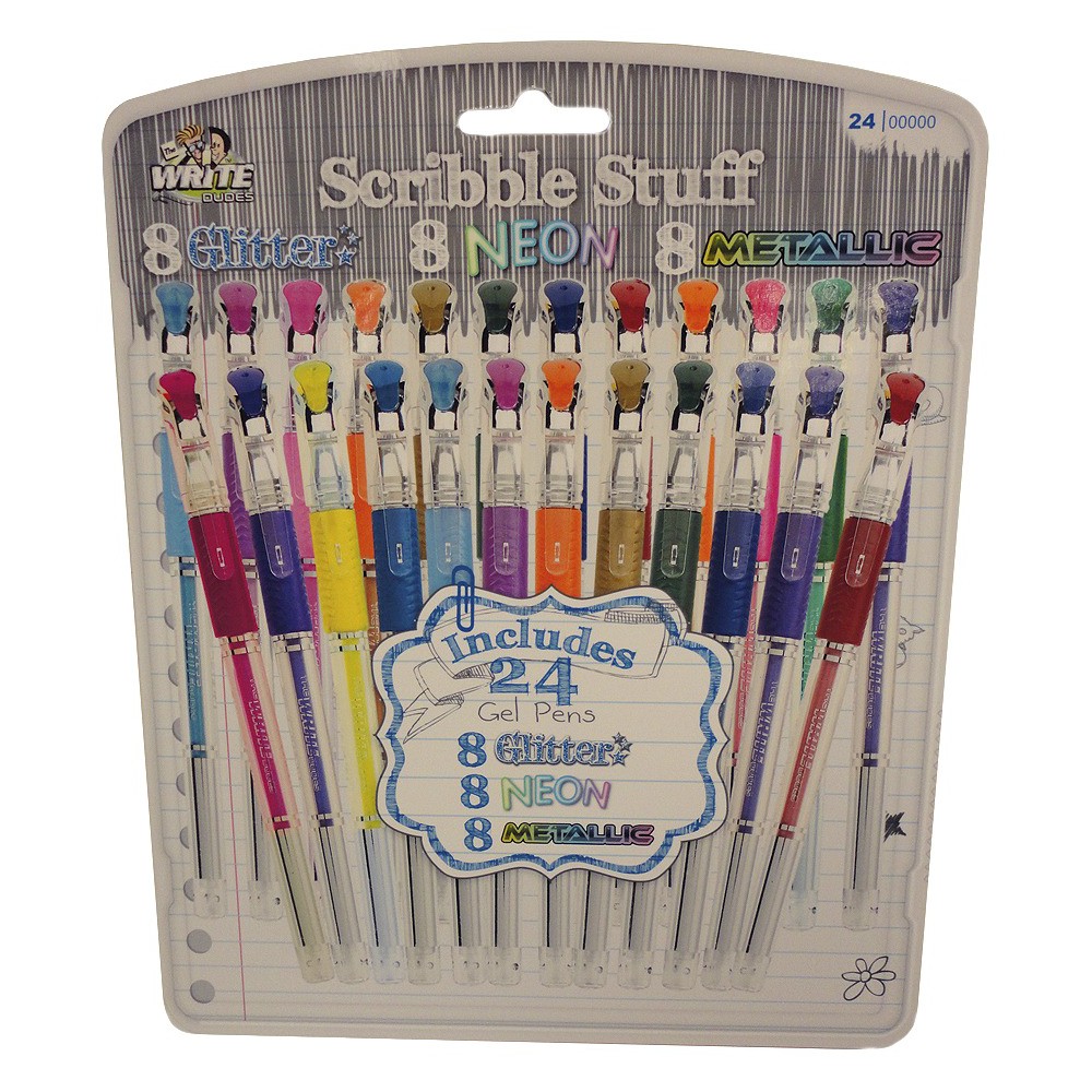 Write Dudes, Super Gel Pens, Medium Point, Assorted Colors, Pack of 24