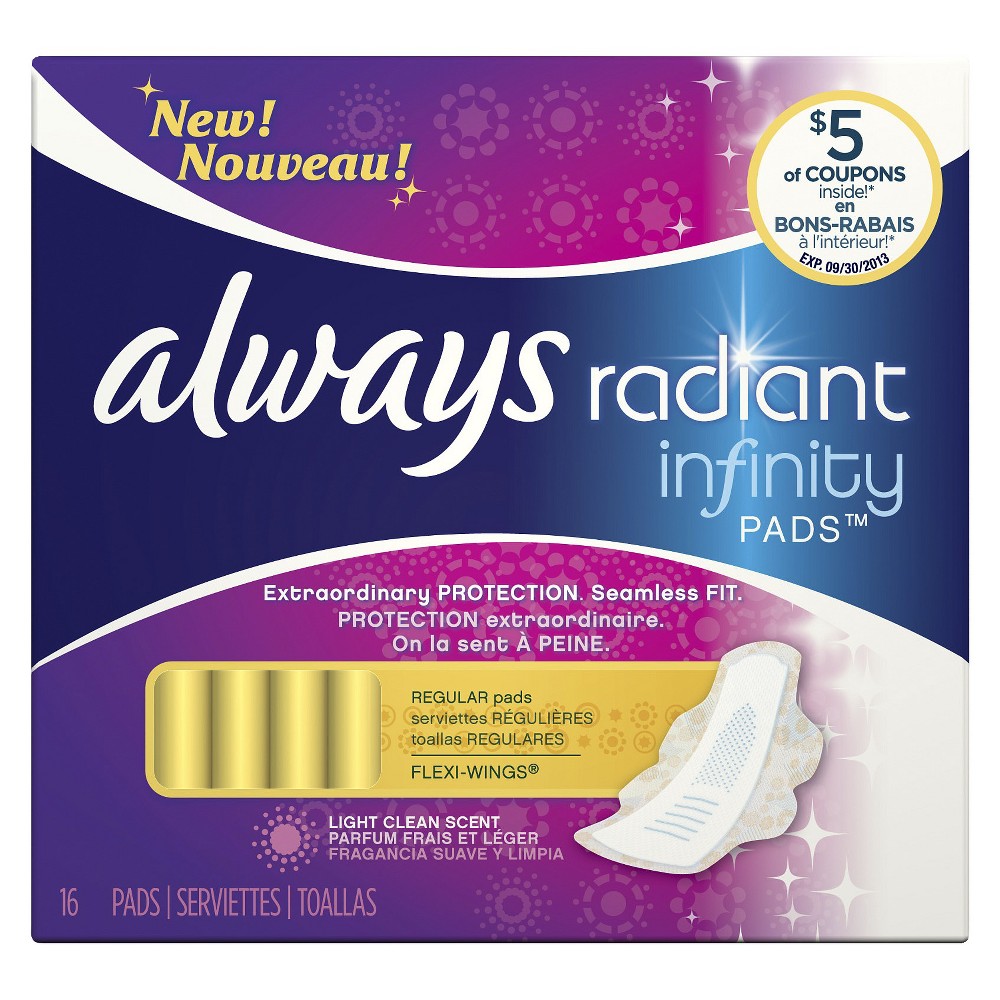 UPC 037000819134 product image for Always Radiant Infinity Regular Pads - 16 Count | upcitemdb.com