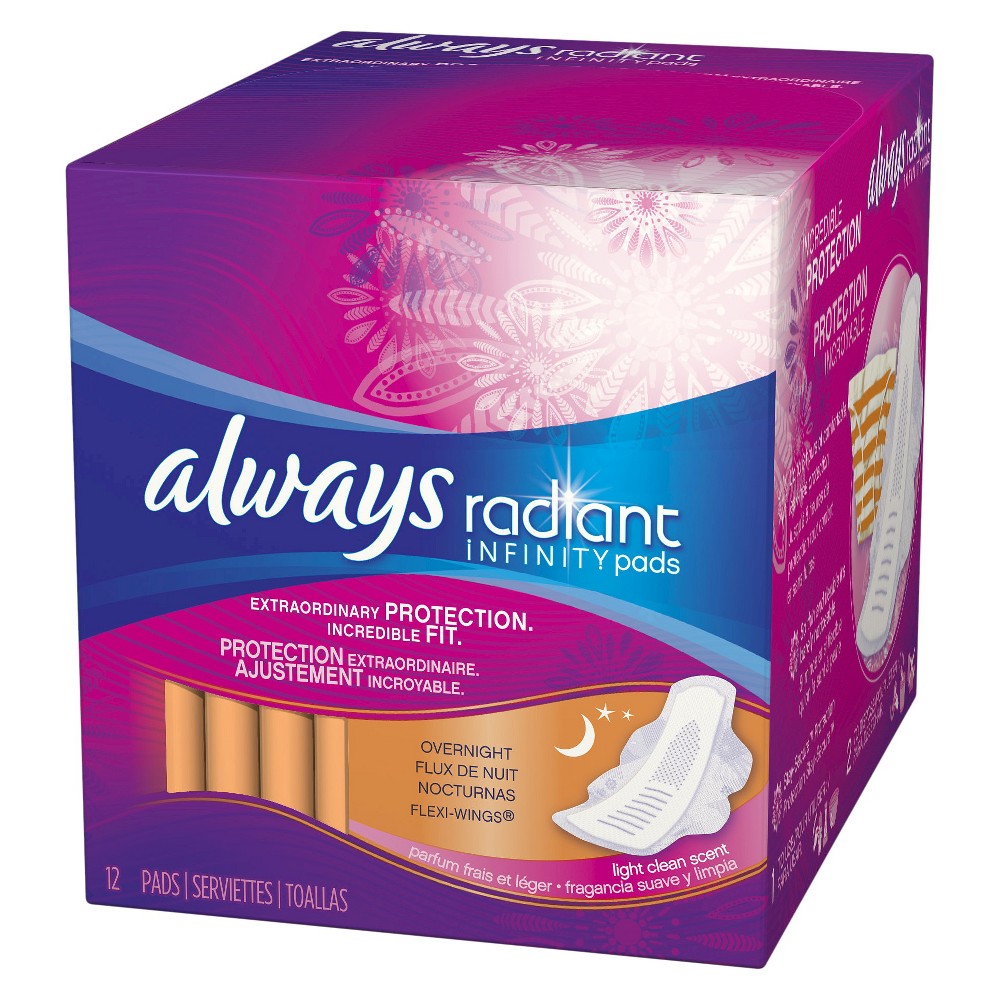 UPC 037000813118 product image for Always Radiant Infinity Overnight Pads - 12 Count | upcitemdb.com