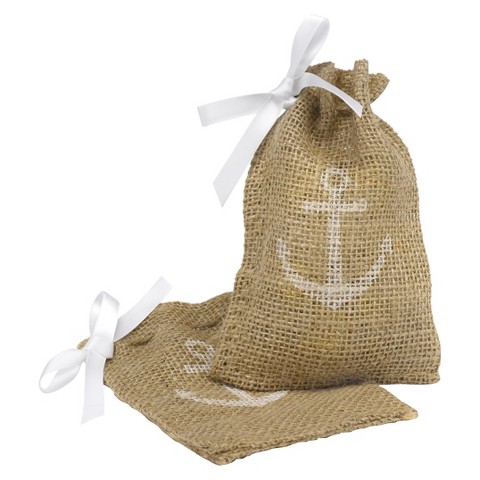 Burlap with Anchor Design Wedding Favor Bags : Target