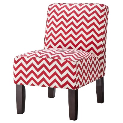 Burke Armless Slipper Chair - Red Chevron