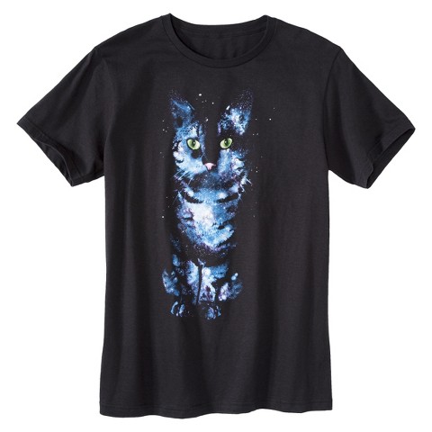 Men's Galaxy Cat T-Shirt Black product details page