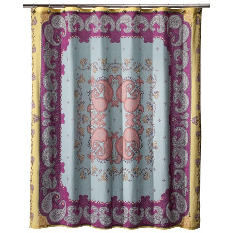 Grey And Yellow Curtain Panels Jaipur Shower Curtain