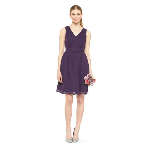 Women's Chiffon V-Neck Bridesmaid Dress Fashion Colors - TEVOLIO#153