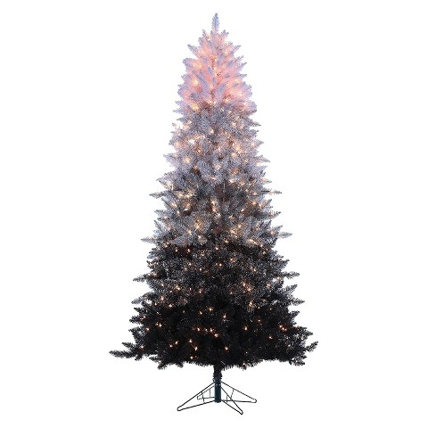 7.5ft Pre-Lit Artificial Christmas Tree Flocked Narrow ...