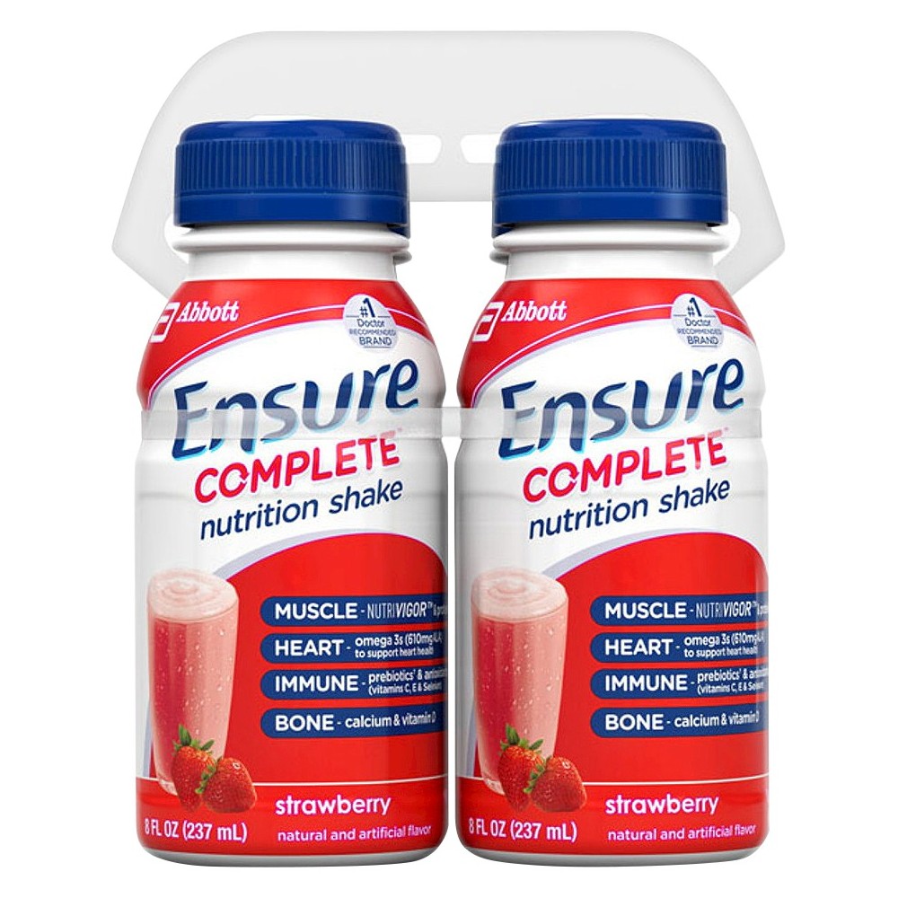 UPC 070074630557 product image for Ensure Complete Strawberry Nutrition Shake - 4 Count (8 oz each) | upcitemdb.com