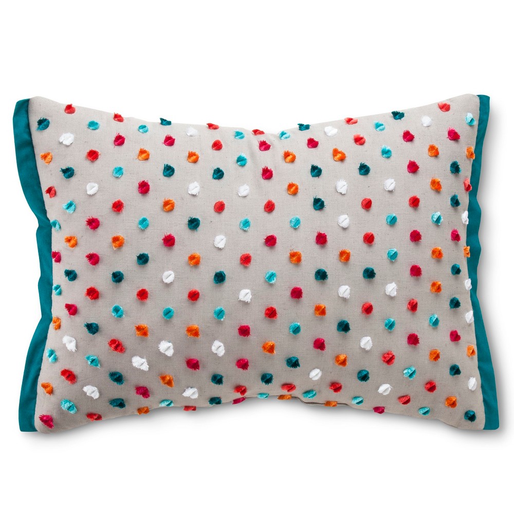 XHILARATION OBLONG CHENNILE EMBROIDERY DECORATIVE PILLOW