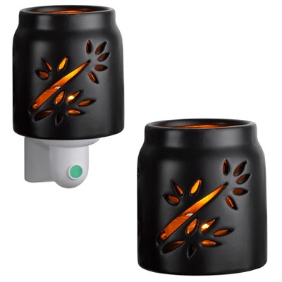 Wax Free Warmer Set—2 Extra Fragrance Disks included - Warmer and Nightlight - Black Bamboo