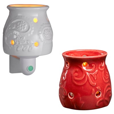 Wax Free Warmer Set—2 Extra Fragrance Disks included - Warmer and Nightlight - Red and White