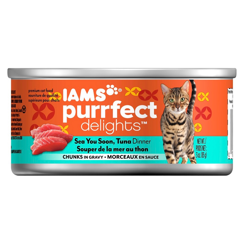UPC 019014702671 product image for Iams Purrfect Delights Wet Cat Food Sea You Soon-Tuna Dinner Chunks | upcitemdb.com
