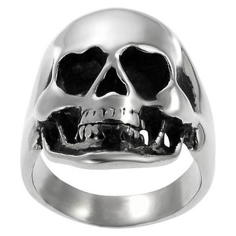 Men's Daxx Stainless Steel Large Skull Ring - Silver product details ...