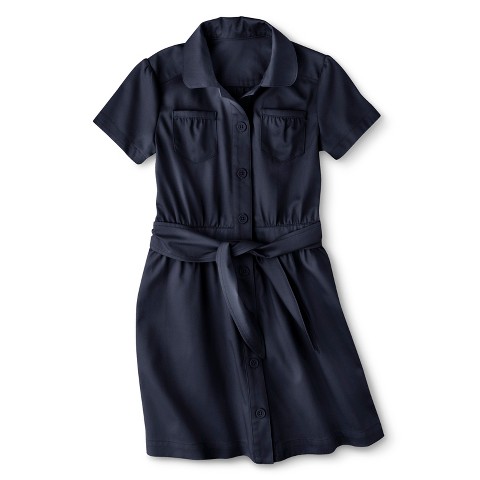 CherokeeÂ® Girls' School Uniform Short-Sleeve Belted Safari Dress ...