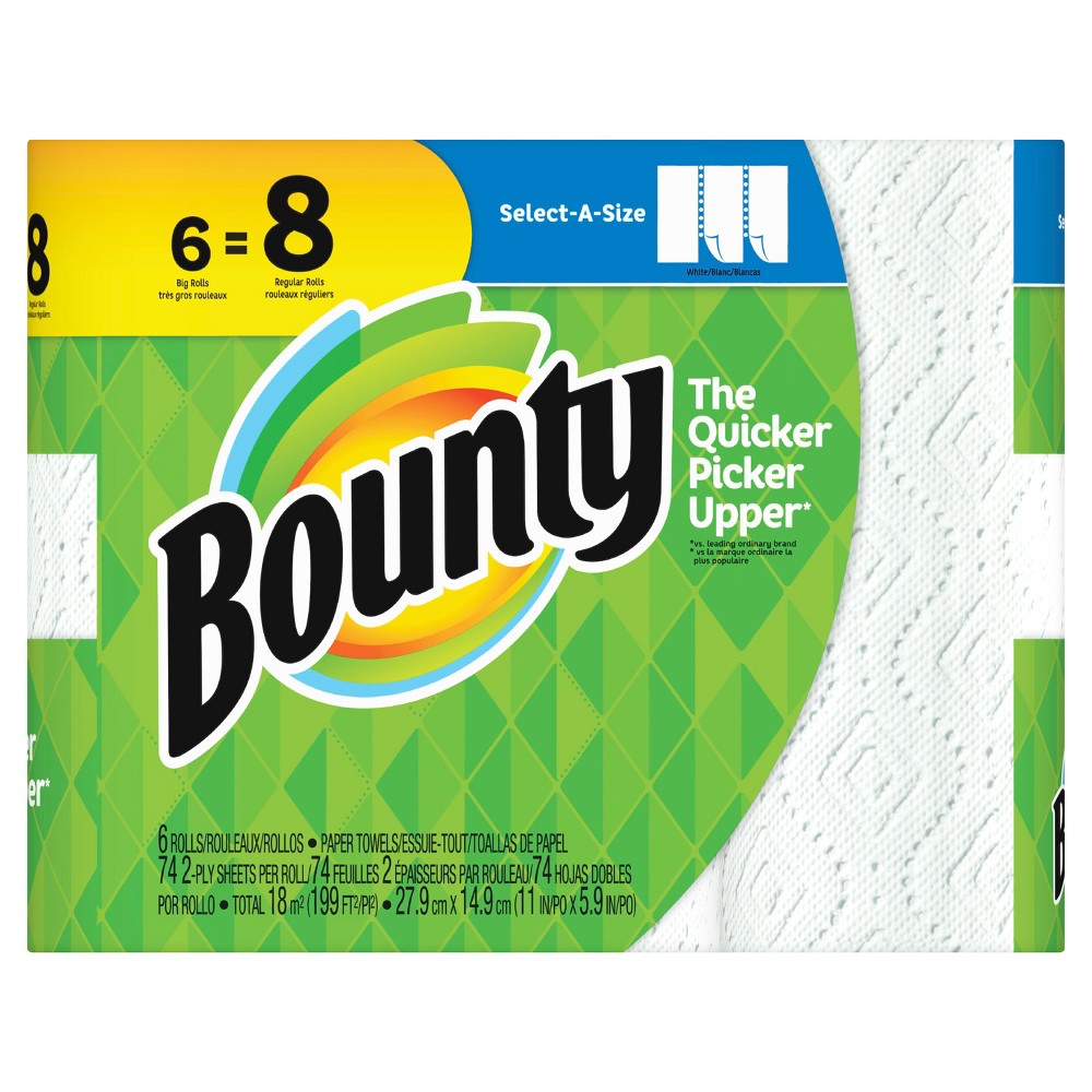 UPC 037000882022 product image for Bounty Select-A-Size White Paper Towels 6 Big Rolls | upcitemdb.com