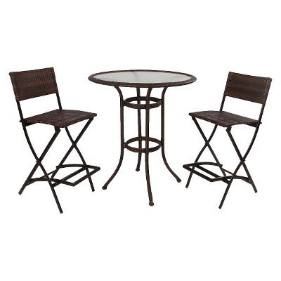Hampton Wicker 3-Piece Patio Bar Height Bistro Furniture Set