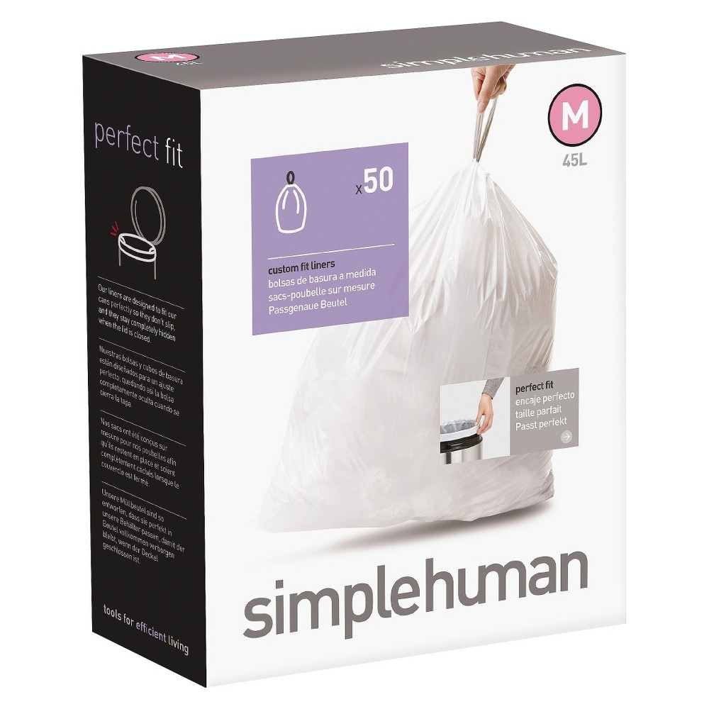 Simplehuman 30l-45l 60ct Code J Custom Fit Trash Bags Liner White : Target