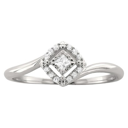 CT.T.W. Princess-cut Halo Promise Ring in 10K White Gold (H-I, I1 ...
