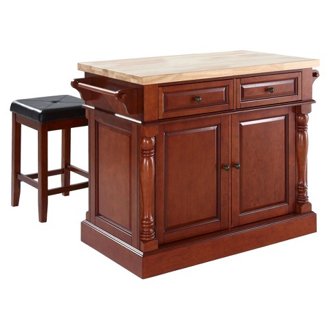 Crosley Butcher Block Top Kitchen Island Set product details page