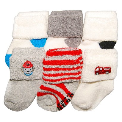 Just One You™Made by Carter's® Newborn Boys' Fire Truck/Dog 6 Pack Terry Socks  0-3 M