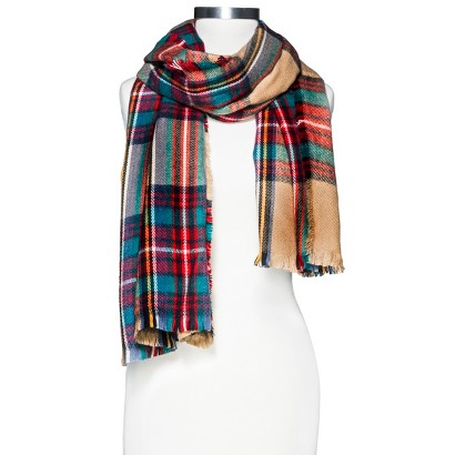 Oversized Plaid Scarf - Multicolored