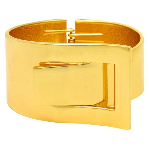 Women's Hinged Cuff with Buckle Detail - Gold