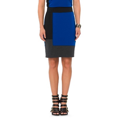 Mossimo® Women's Meet and Greet Ponte Skirt - Athens Blue/Black/Gray