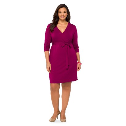 Women's Plus Size Long Sleeve Knit Wrap Dress-MeronaÂ® product details ...