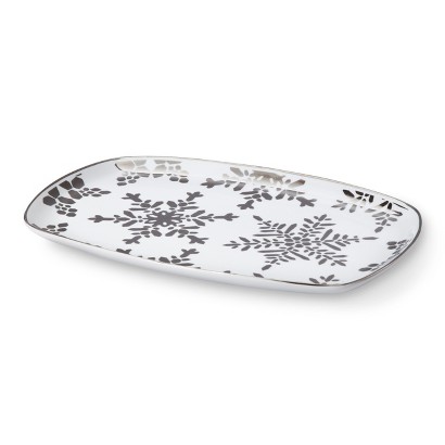 Threshold™ Rectangular Porcelain Platter - Silver Snowflake