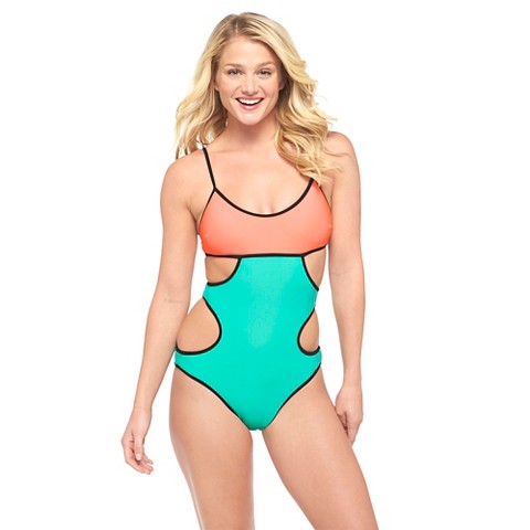 Color-blocked Monokini Light Turquoise Blue - Xhilaration