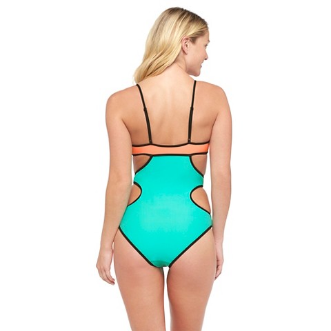 Color-blocked Monokini Light Turquoise Blue - Xhilaration