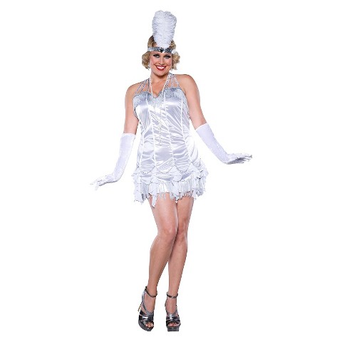 Women's Silver Flapper Plus Size Dress Adult Costume