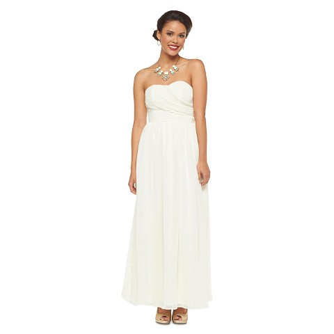 Women's Chiffon Strapless Maxi Bridesmaid Dress Core Colors - TEVOLIO ...