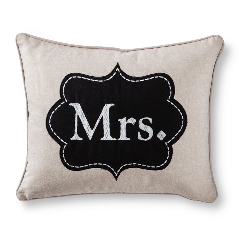 Mrs. Decorative Throw Pillow - Tan product details page