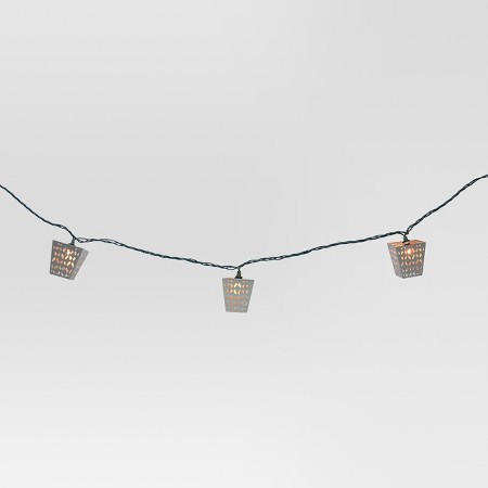 10ct Indoor/Outdoor String Light- Metal Perforated Lantern - Threshold : Target