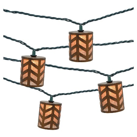 10ct Indoor/Outdoor String Light- Metal Round Cover With Burlap - Threshold : Target