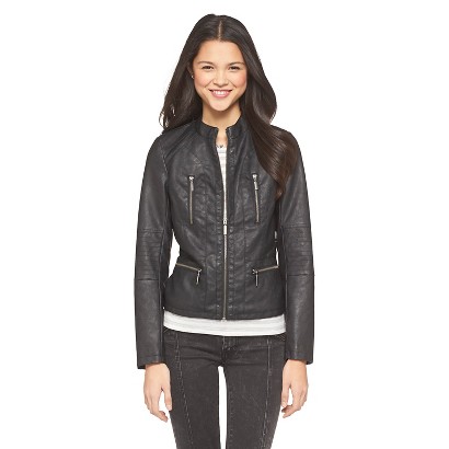 Junior's Faux Leather Moto Jacket Black - Xhilaration product details ...