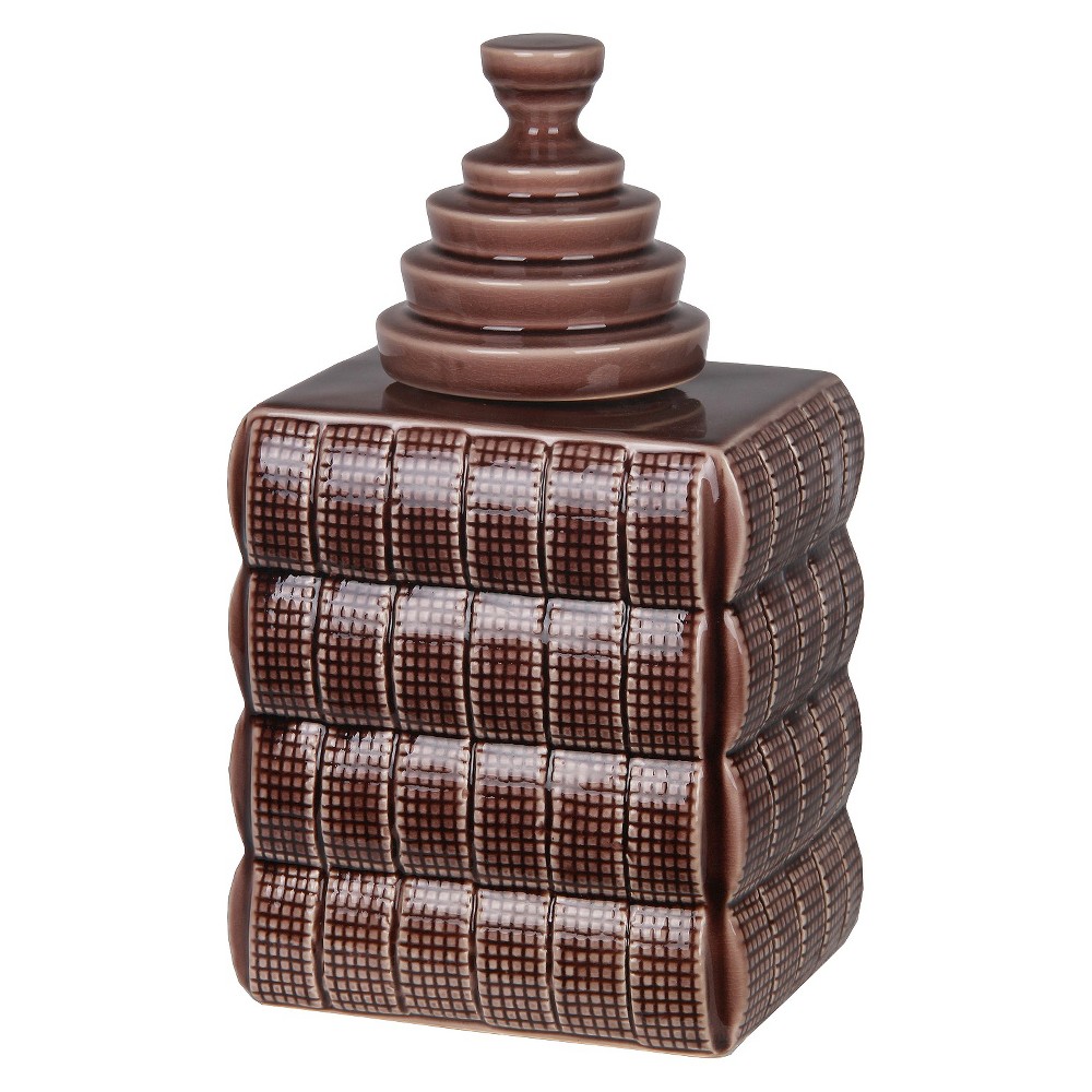 UPC 805572451713 product image for Square Textured Ceramic Jar with Lid - Brown (11