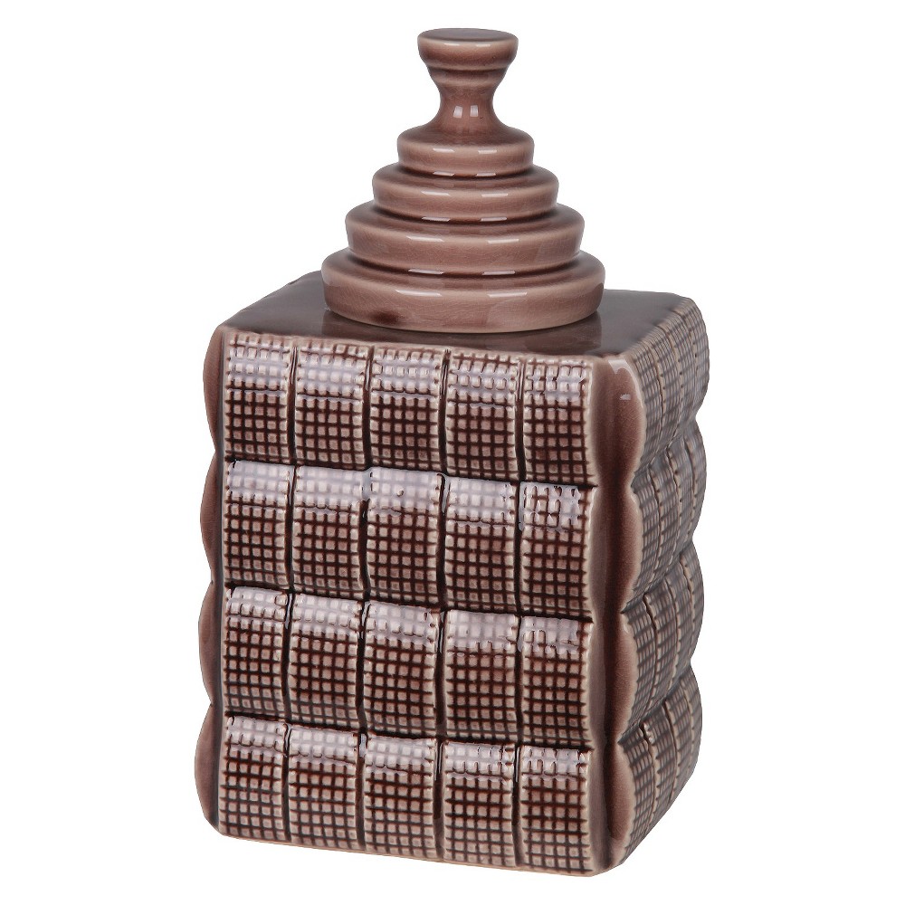 UPC 805572451706 product image for Square Textured Ceramic Jar with Lid - Brown (14