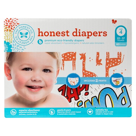 Honest Diapers Club Pack - Giraffe  Comic, Size 4 (60 Count) product ...