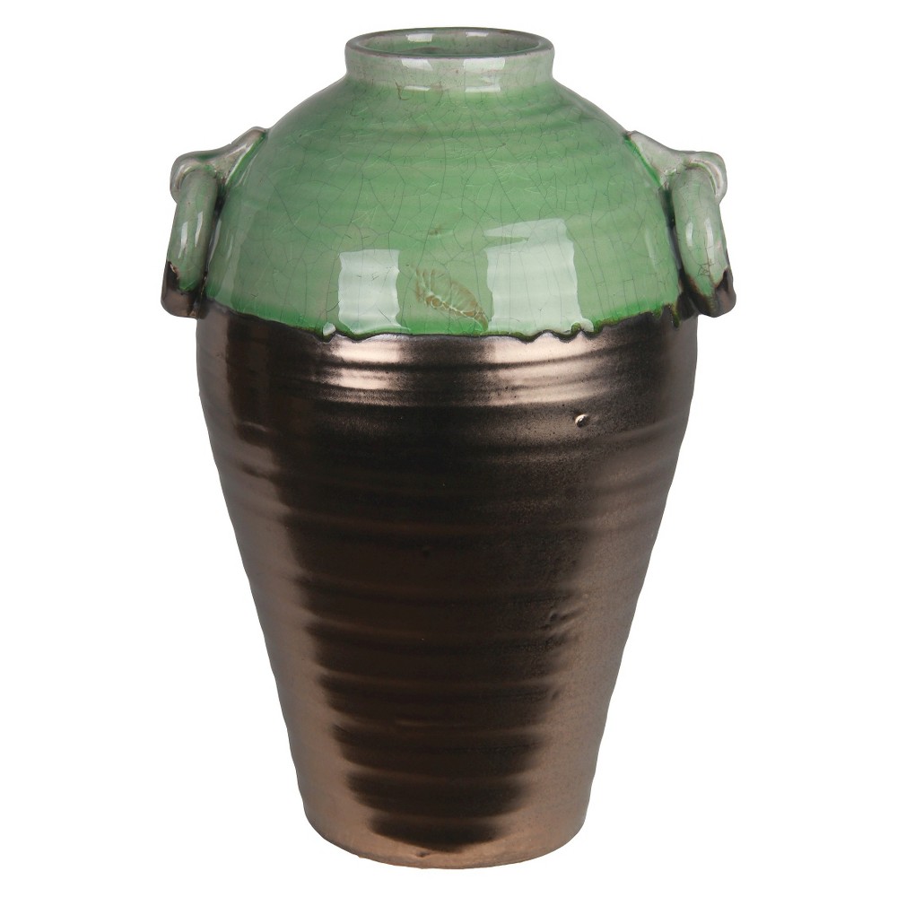UPC 805572666919 product image for Ceramic Jar with Handles - Teal and Copper (14.5